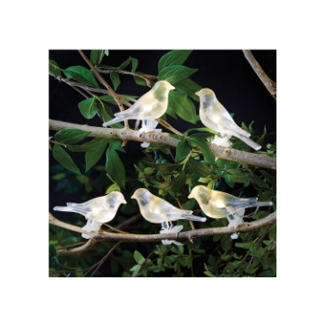 Garden Line Солнечная гирлянда для сада, длина 2 + 1,2 м, птицы с зажимом, 5 светодиодов, теплый белый свет., SOL6063 - Home Club