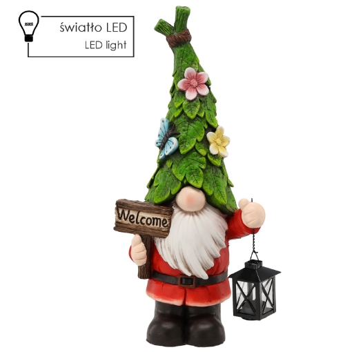Garden Line Садовая Фигура - Гном С Фонарем И Надписью «Welcome» 26,3 x 17 x 57 см Led, GOT9101 - Home Club