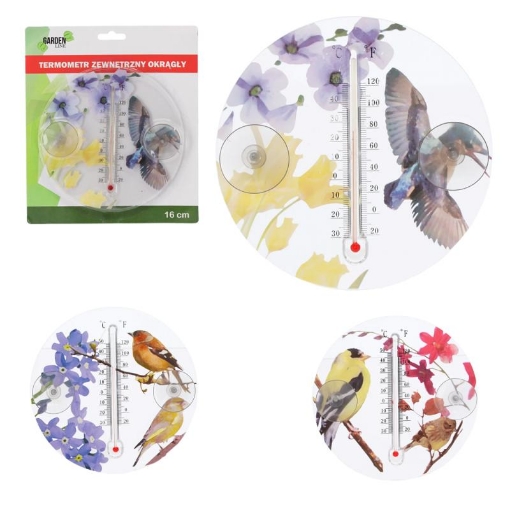 Garden Line Внешний Термометр Круглый Птицы 16,5 См, Различные Дизайны, MAK1830 - Home Club
