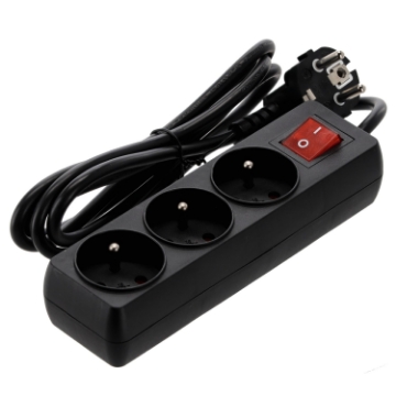 Chomik Продовжувач Платина З Вимикачем 3 Гнізда 1,5 М Чорний, KAB8602 - Home Club