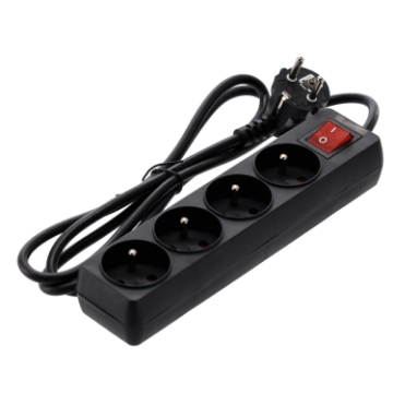 Chomik Продовжувач Платина З Вимикачем 4 Гнізда 1,5 М Чорний, KAB8626 - Home Club