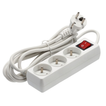 Chomik Продовжувач Платина З Вимикачем 3 Гнізда 3 М Білий, KAB8657 - Home Club