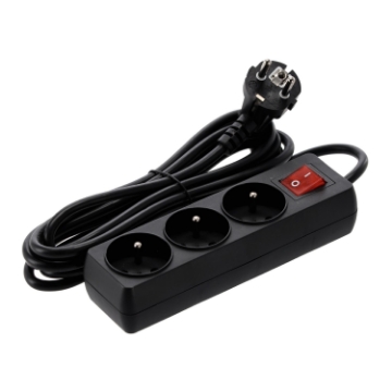 Chomik Продовжувач Платина З Вимикачем 3 Гнізда 3 М Чорний, KAB8664 - Home Club