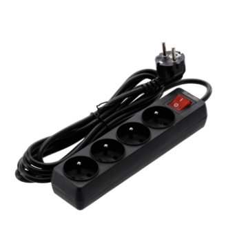 Chomik Продовжувач Платина З Вимикачем 4 Гнізда 3 М Чорний, KAB8688 - Home Club