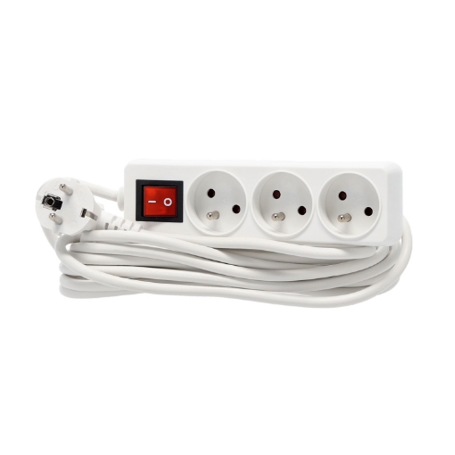 Chomik Продовжувач Платина З Вимикачем 3 Гнізда 5 М Білий, KAB8725 - Home Club