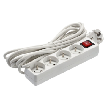 Chomik Продовжувач Платина З Вимикачем 4 Гнізда 5 М Білий, KAB8732 - Home Club