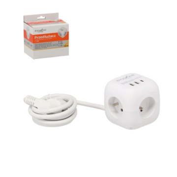 Chomik Удлинитель, Блок Питания, 3 Розетки 230 В И 3 Розетки Usb, 1,5 М, Белый, KAB2578 - Home Club