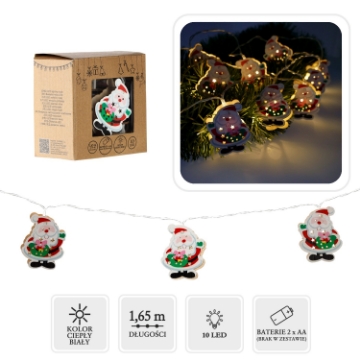 Chomik Світловий Ланцюг Led З Дерева - Миколай 10L На Батареях, LED4086 - Home Club