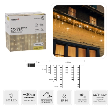 Chomik Завеса Sople 500L Теплый Белый + Холодный Флэш, Длина 3 + 20 М, LED9881 - Home Club