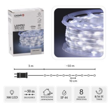 Chomik Светодиодные лампы Micro на катушке 500L, холодный белый, длина 3 + 50 м, LED0122 - Home Club
