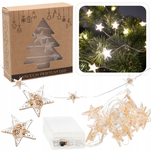 Chomik Світловий Ланцюг Led Зірки 20 Л На Батареї Золоте Прикраси, LED0184 - Home Club