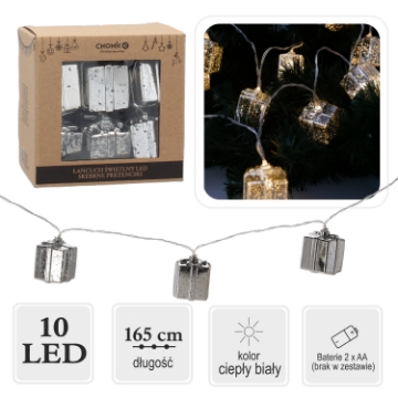 Chomik Світловий Ланцюг Led Срібні Подарунки 10 Л Тепло-Білий, LED0962 - Home Club