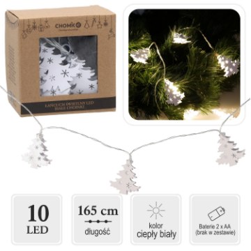 Chomik Светодиодная Гирлянда Белые Елки 10 Л Теплый Белый, LED1006 - Home Club