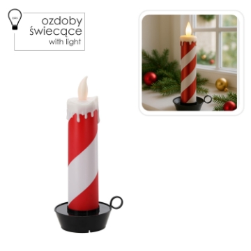 Chomik Праздничная Свечь Led 10 x 10 x 27,5 см Бело-Красная, SOL7724 - Home Club