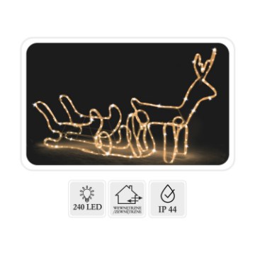 Chomik Святковий Ренир З Санями Led 120 x 27 x 66 Cm Тепло-Білий + Холодний Флеш Внутрішній/Зовнішній, LED8356 - Home Club