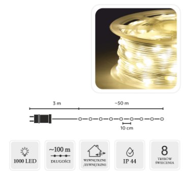 Chomik Світлодіодні Лампи Micro На Котушці 1000L Тепло-Білий, Довжина 3 + 100 М, LED8554 - Home Club