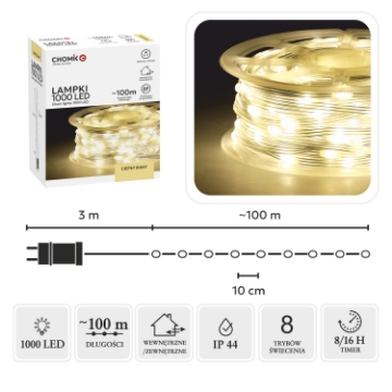 Chomik Світлодіодні Лампи Micro На Котушці 1000L Тепло-Білий, Довжина 3 + 100 М, LED8554 - Home Club