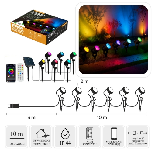 Chomik Садові Прожектори Smart Led 6L Мультикольорові, Довжина 3 + 10 М Внутрішні/Зовнішні, LED9315 - Home Club