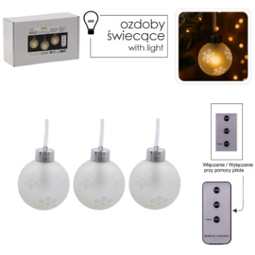 Chomik Kpl. 3 Скляні Гірлянди Led З Сніжинками З Пілотом 8 X 10 См, LED9476 - Home Club