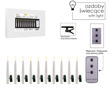 Chomik Набор из 10 свечей с зажимом и пилотом, размер 1,5 x 16 см, LED9483 - Home Club