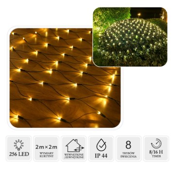 Chomik Сітка Led 256L Тепло-Біла 2 x 2 М Внутрішня/Зовнішня, LED1681 - Home Club