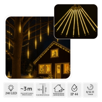 Chomik Картина Метеори Led 10 Шт. 30 См Тепло-Білий, Довжина 3 + 2,7 М Внутрішнє/Зовнішнє, LED1766 - Home Club