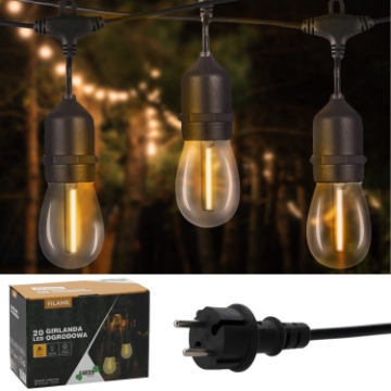 Garden Line Садовая гирлянда 230 В, длина 3 + 17 м, 20 светодиодов теплого белого цвета с держателями, SOL1250 - Home Club