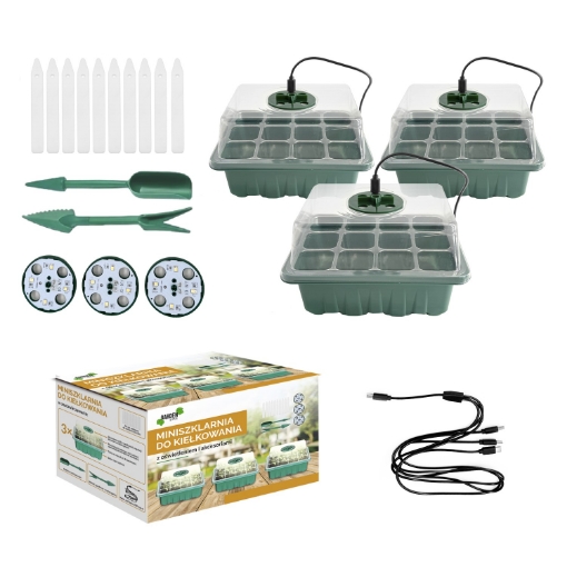 Chomik 3 Поддоновые 12 Ячейки Мини-Теплица Для Прорастания С Аксессуарами Led, EDA3791 - Home Club