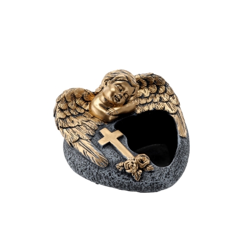 Chomik Цементний Квітник Для Могили - Ангел Темно-Сірий - Золотий 16 X 17,5 X 11 См, DED8851 - Home Club