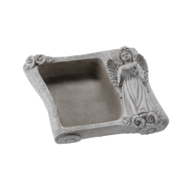 Chomik Цементный Гравированный Вазон - Книга С Ангелом Серый 25 X 18,5 X 9,5 См, DED8868 - Home Club