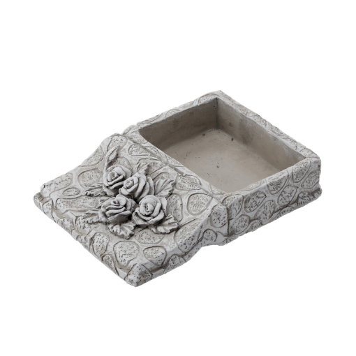 Chomik Цветочный Горшок Из Цемента - Книга С Цветами, Серый, 23,5 X 17 X 5 См, DED8875 - Home Club