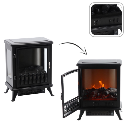 Chomik Електричний Камін - Імітація Полум'Я - 41,5 x 28 x 50,8 См - 900/1800 Вт, FIN5997 - Home Club