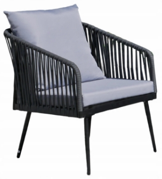 Garden Line Набор Садовой Мебели Из Плетеной Веревки (2 Кресла + Диван + Стол) - Антрацит, Подушки - Серые, ABI8500 - Home Club