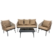 Garden Line Комплект садовой мебели из плетеного каната (2 кресла + диван + столик) - бежевый, подушки - бежевые, ABI8517 - Home Club