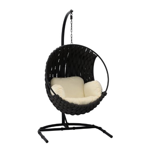Chomik Висячее Кресло Tabani - Черное, Темно-Серый Подушка, Черная Рама, FAT0039 - Home Club