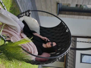 Chomik Висячее Кресло Tabani - Черное, Темно-Серый Подушка, Черная Рама, FAT0039 - Home Club