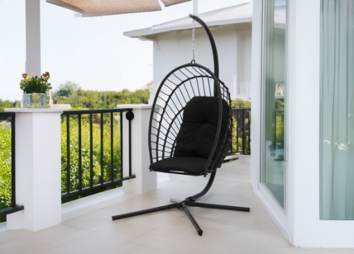 Chomik Складное Висячее Кресло Eris Черное, Подушка - Черная, Рама - Черная, FAT0916 - Home Club