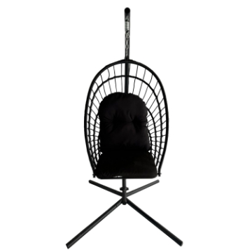Chomik Складное Висячее Кресло Eris Черное, Подушка - Черная, Рама - Черная, FAT0916 - Home Club