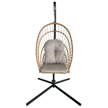 Chomik Складное Висячее Кресло Eris, Бразовый Цвет, Подушка - Серый Цвет, Рама - Черный Цвет, FAT0923 - Home Club