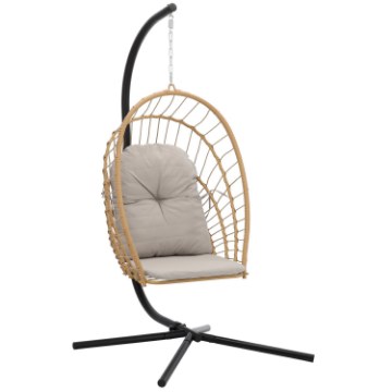 Chomik Складний Підвісний Крісло Eris Бронзовий, Подушка - Сіра, Рама - Чорна, FAT0923 - Home Club