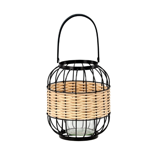 Chomik Металлический И Деревянный Фонарь Высотой 24/39 С Стеклянным Вкладышем, LIS9166 - Home Club