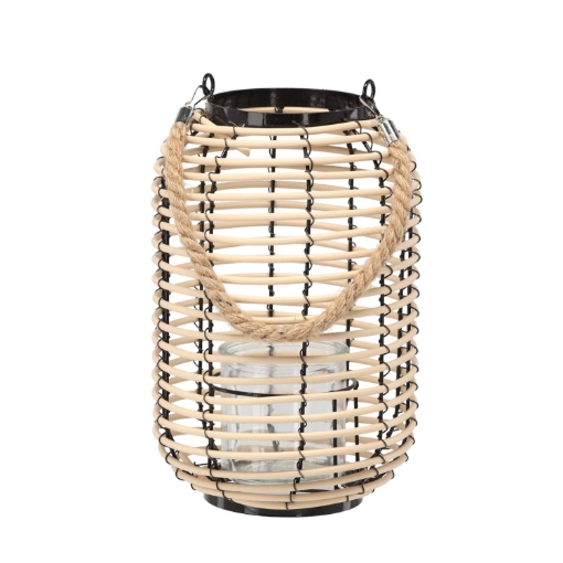 Chomik Фонарь 20 x 30 см со стеклянной вставкой - черно-натуральный, ILS3124 - Home Club