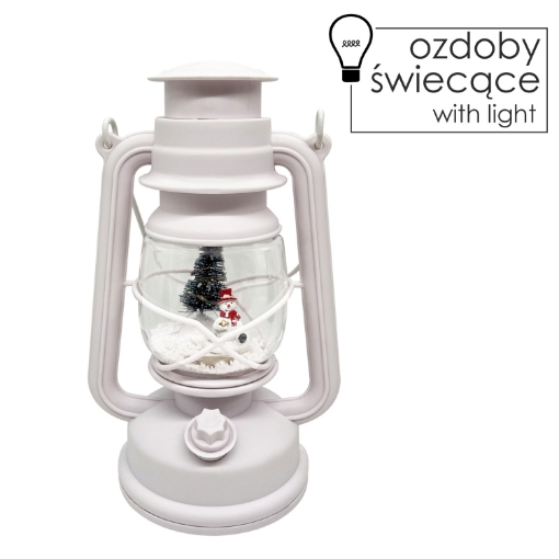 Chomik Святковий Ліхтар 14,5 x 11,7 x 24,5 / 35,5 См З Led-Вставкою Музичний Скринька - Білий - Сніжний Чоловік З Ялинкою, SOL9355 - Home Club