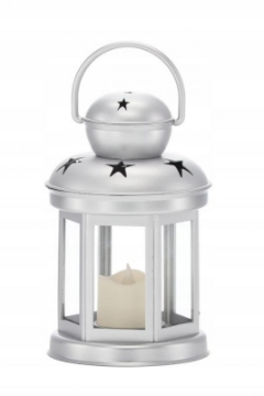 Chomik Фонарь С Led-Вставкой 10 x 10 x 19 См - Серебряный / Золотой / Красный, SOL9379 - Home Club