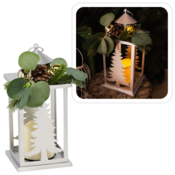 Chomik Праздничный Фонарик 12,5 x 12,5 x 30,5 См, Светодиодный, Металлический, Серебряный, С Подсвечкой, SOL0870 - Home Club