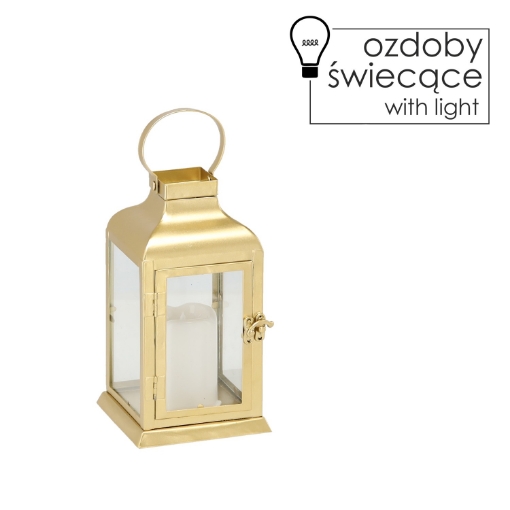 Chomik Ліхтар 11 x 11 x 22 См Led Металевий Золотий, SOL0900 - Home Club