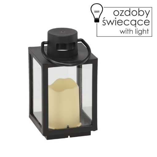 Chomik Святковий Ліхтар 11 x 11 x 20,5 См З Led-Вставкою, Чорний, LED2539 - Home Club