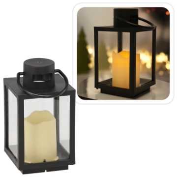 Chomik Праздничный Фонарик 11 x 11 x 20,5 см С Led-Вставкой, Черный, LED2539 - Home Club