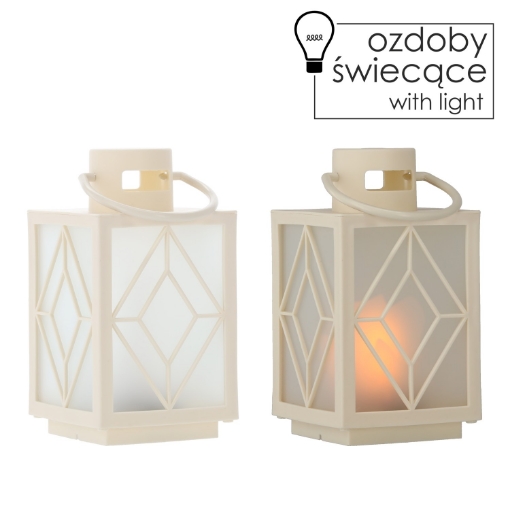 Chomik Святковий Ліхтар 11 x 11 x 20,5 См З Led-Вставкою Білий, LED2553 - Home Club