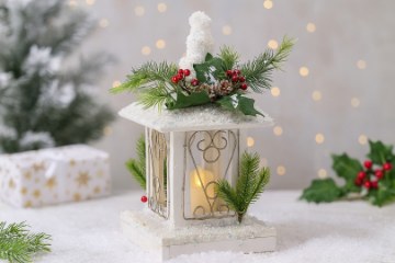 Chomik Святковий Ліхтарик Зі Свічкою Білий Led 17 x 17 x 32 См, DEL5195 - Home Club